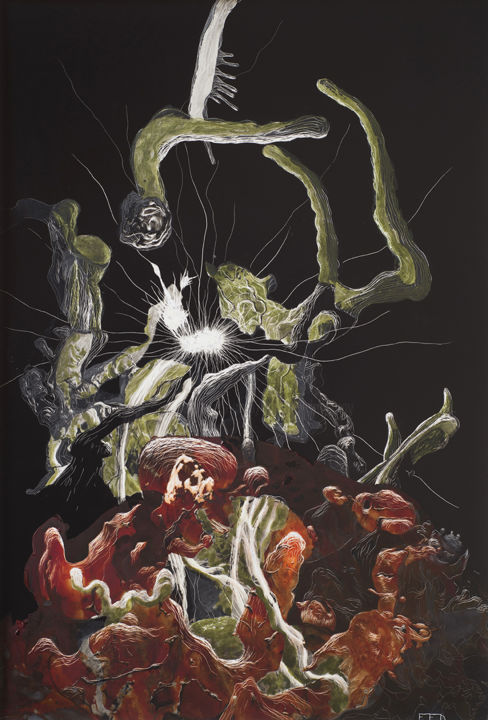 Dessin intitulée "Couveuse" par Etienne Eymard Duvernay, Œuvre d'art originale, Carte à gratter