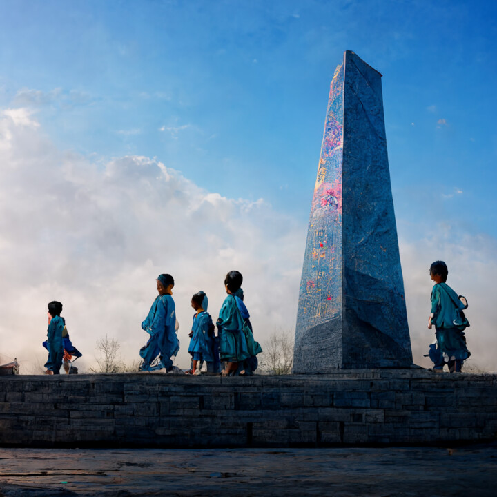 Digital Arts titled "人民英雄纪念碑 Monument au…" by Eymeric Pichon, Original Artwork, Digital Painting