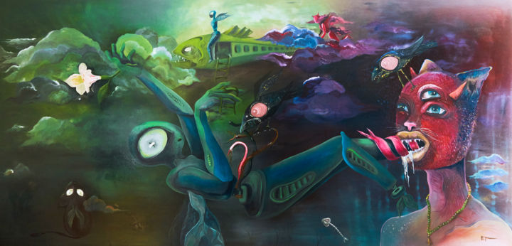 Картина под названием "Involución (Involut…" - Eynar Becerra, Подлинное произведение искусства, Масло Установлен на Деревянн…