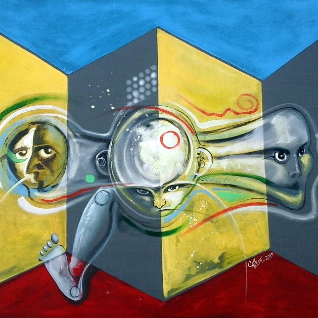 Painting titled "La Triple Espera." by Ezequiel Eduardo Calleja Pérez, Original Artwork, Acrylic