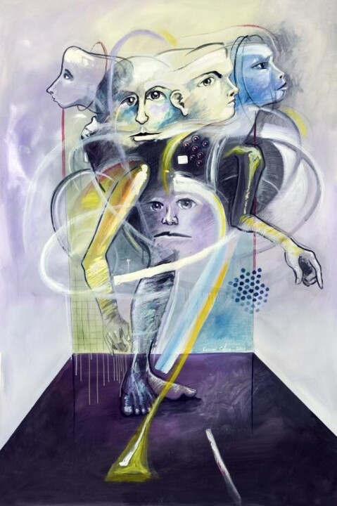 Painting titled "¿Hombre Antropocént…" by Ezequiel Eduardo Calleja Pérez, Original Artwork