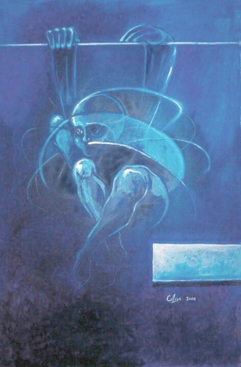 Pintura titulada "Sinfonía en Azul" por Ezequiel Eduardo Calleja Pérez, Obra de arte original