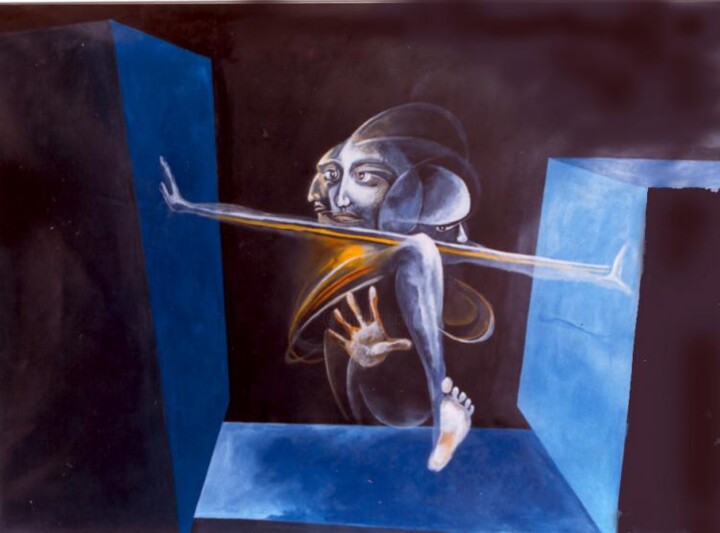 Pintura titulada "Personaje Tricéfalo…" por Ezequiel Eduardo Calleja Pérez, Obra de arte original