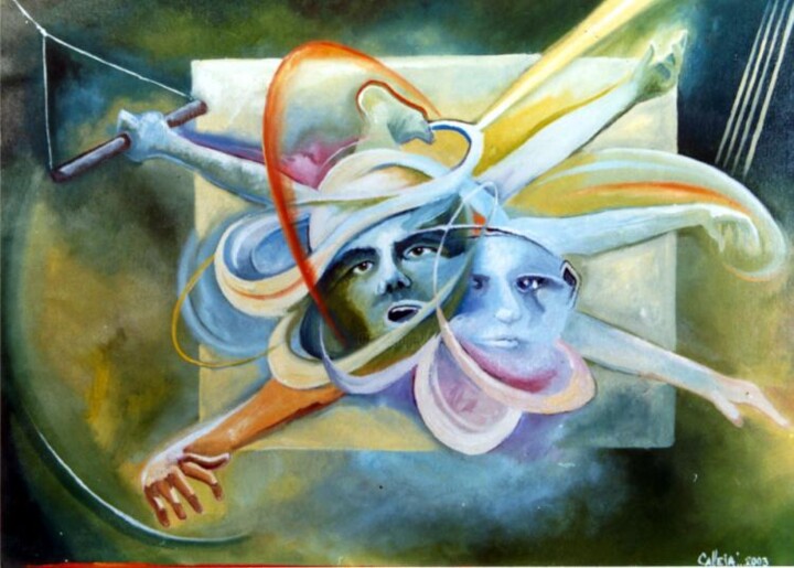 Peinture intitulée "Ella y Yo II" par Ezequiel Eduardo Calleja Pérez, Œuvre d'art originale, Autre