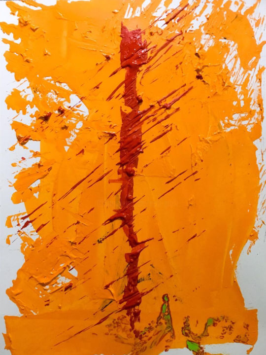 Painting titled "Orange fragment" by Ezio Grelli, Original Artwork, Acrylic