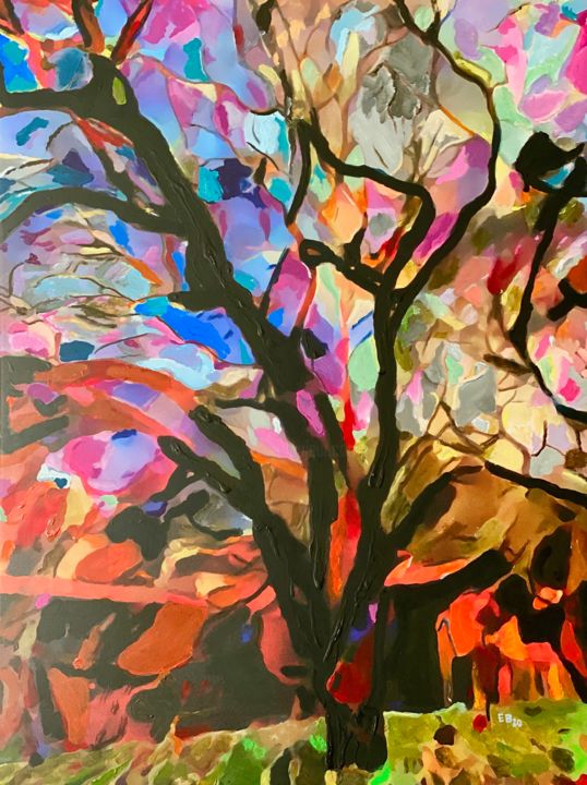 Painting titled "Winter" by Ezra Bejar, Original Art, Acrylic Mounted on Stretcher frame