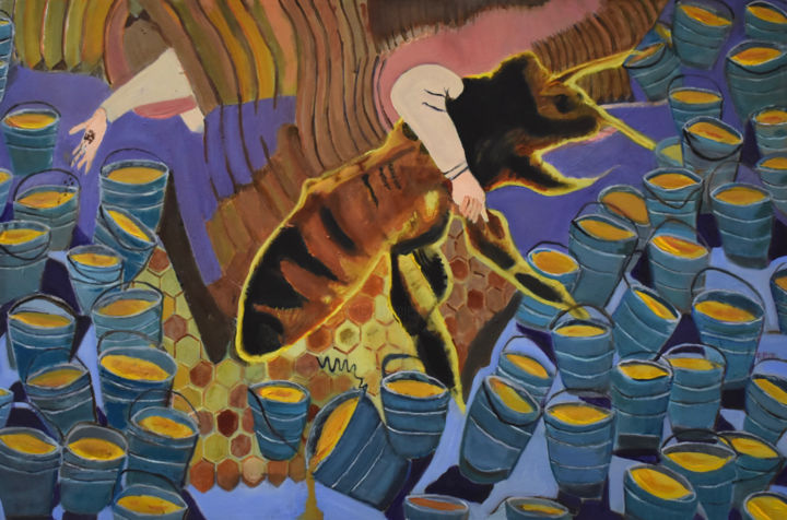 Peinture intitulée "Hints about Balche" par Ezra Bejar, Œuvre d'art originale, Huile Monté sur Châssis en bois