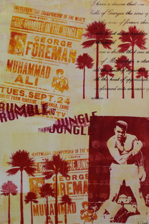 Gravures & estampes intitulée "Ali Foreman red yel…" par Florian Arendt, Œuvre d'art originale, Sérigraphie
