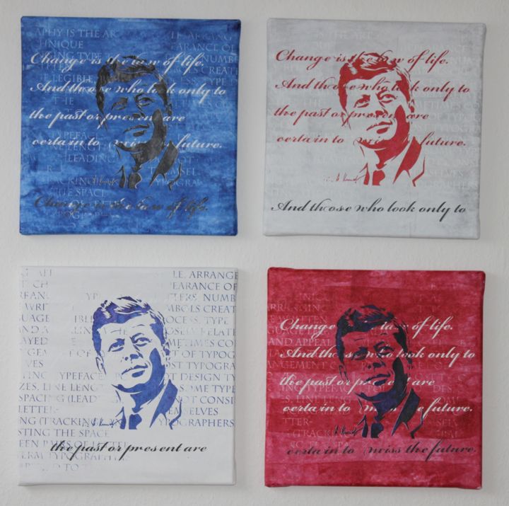 Gravures & estampes intitulée "Four Presidents" par Florian Arendt, Œuvre d'art originale, Sérigraphie