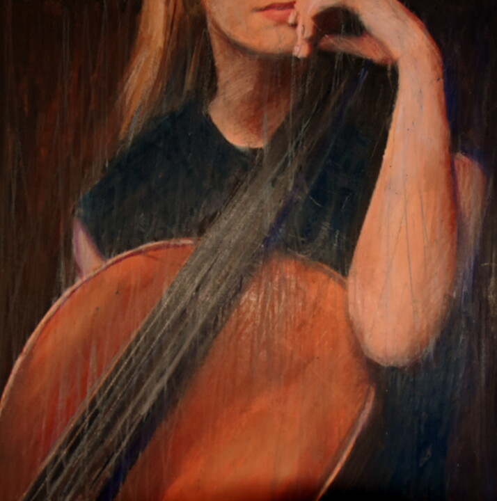 Painting titled "la violoncellista" by Fabrizio Avena, Original Artwork, Pencil