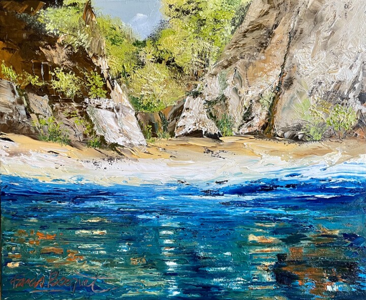 Peinture intitulée "Lac de montagne 2" par Francis Bocquet, Œuvre d'art originale, Huile