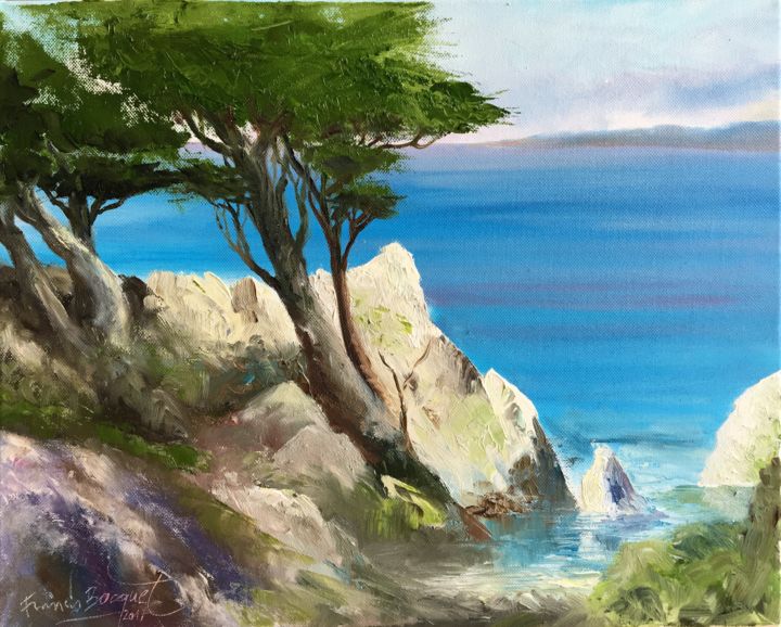 Peinture intitulée "Côte d'Azur" par Francis Bocquet, Œuvre d'art originale, Huile