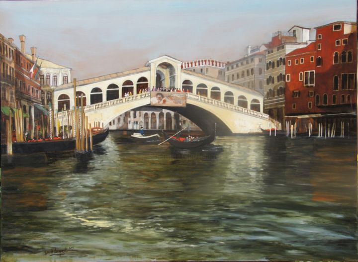 Painting titled "le-pont-du-rialto-u…" by Francis Bocquet, Original Artwork, Oil