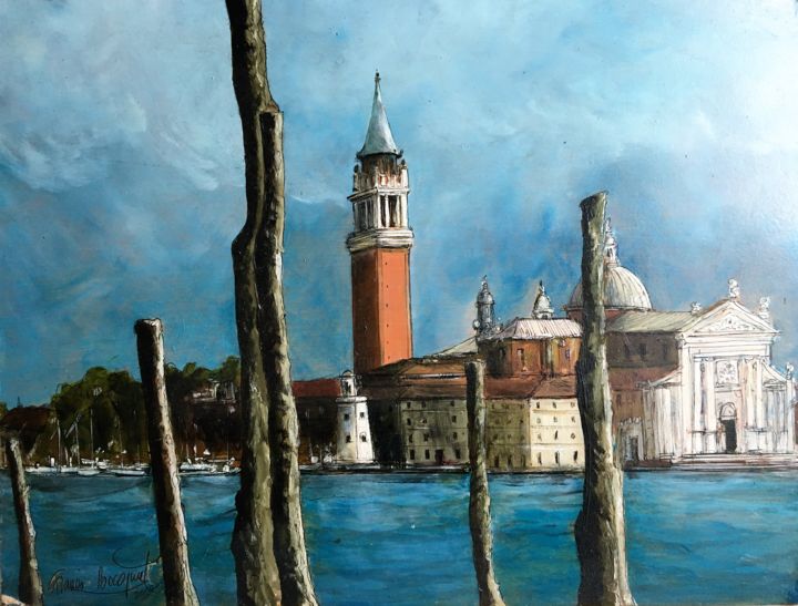 Peinture intitulée "San Giorgio Majore" par Francis Bocquet, Œuvre d'art originale, Huile