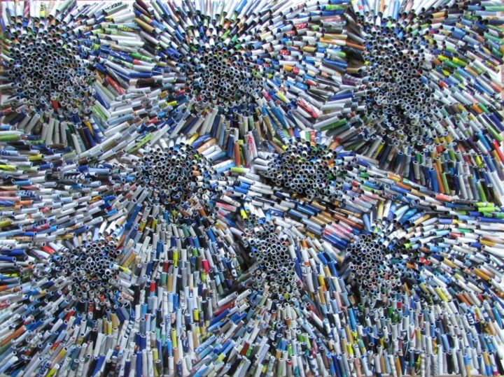 Sculpture intitulée "Chaos I. - 3D Recyc…" par Eva Fazakas, Œuvre d'art originale