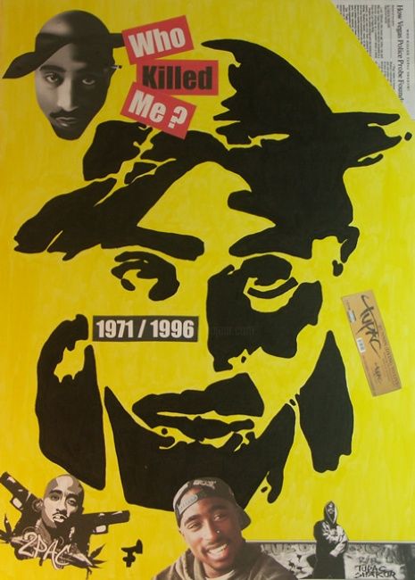 Pittura intitolato "Tupac Shakur - Who…" da F-Red, Opera d'arte originale, Olio