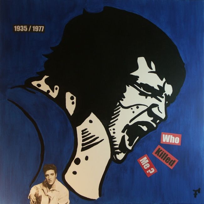 Painting titled "Elvis Presley - Who…" by F-Red, Original Artwork, Oil