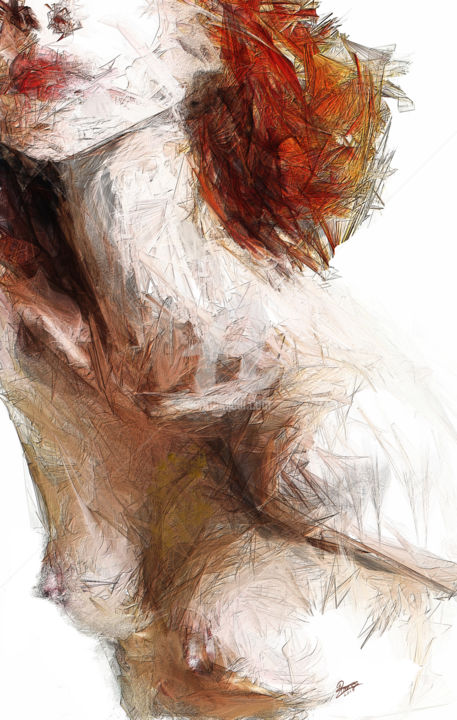Arts numériques intitulée "buste-rousse2.jpg" par F2mc, Œuvre d'art originale