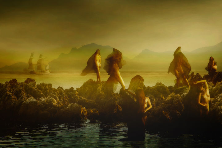 Photographie intitulée "Song of the Siren" par Fab Le Blanc, Œuvre d'art originale, Photo montage