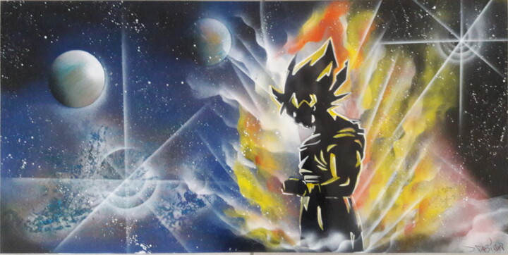 Pintura titulada "Shadow Goku power" por Faban El, Obra de arte original, Pintura al aerosol