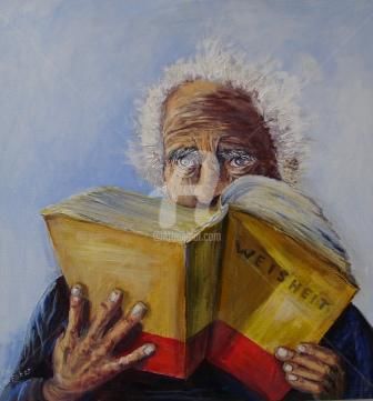 Malerei mit dem Titel "Die Weisheit" von Helga Anders-Faber, Original-Kunstwerk, Öl