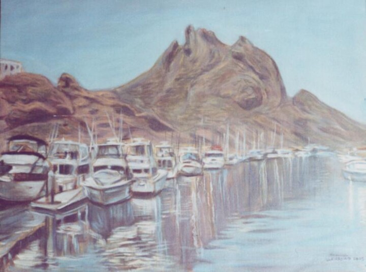 Painting titled "barcos" by Fabian Guerrero, Original Artwork