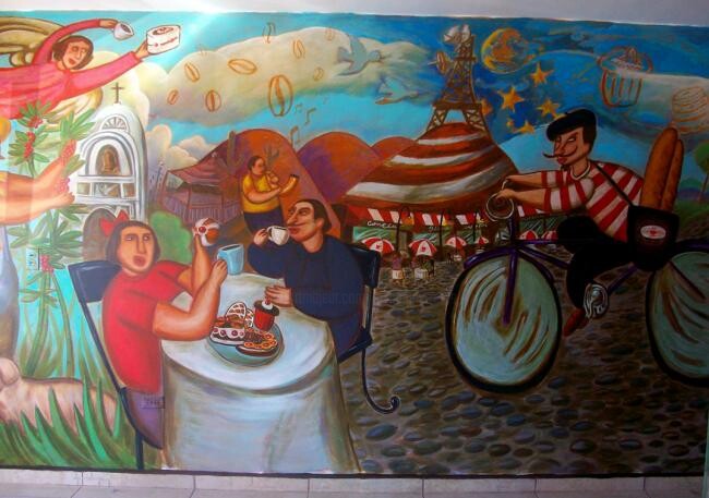 Painting titled "canela glass mural" by Fabian Guerrero, Original Artwork