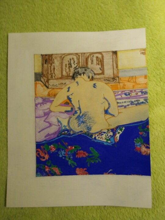 Dessin intitulée "fille nue toute nue" par Fabian Rodriguez, Œuvre d'art originale, Crayon Monté sur Carton