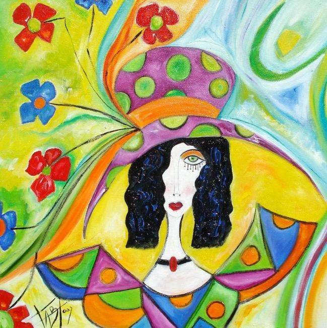 Ζωγραφική με τίτλο "Madame Yvonne" από Fabiana Basso, Αυθεντικά έργα τέχνης