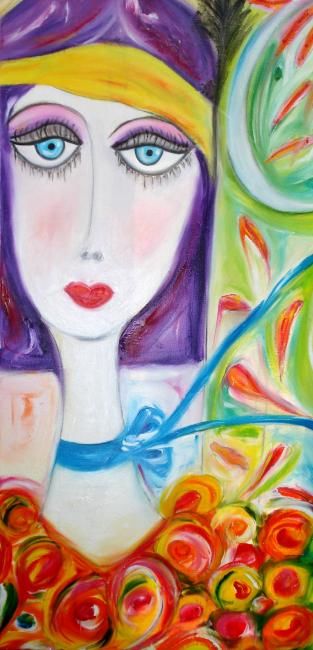 Painting titled "Melenita caprichosa" by Fabiana Basso, Original Artwork