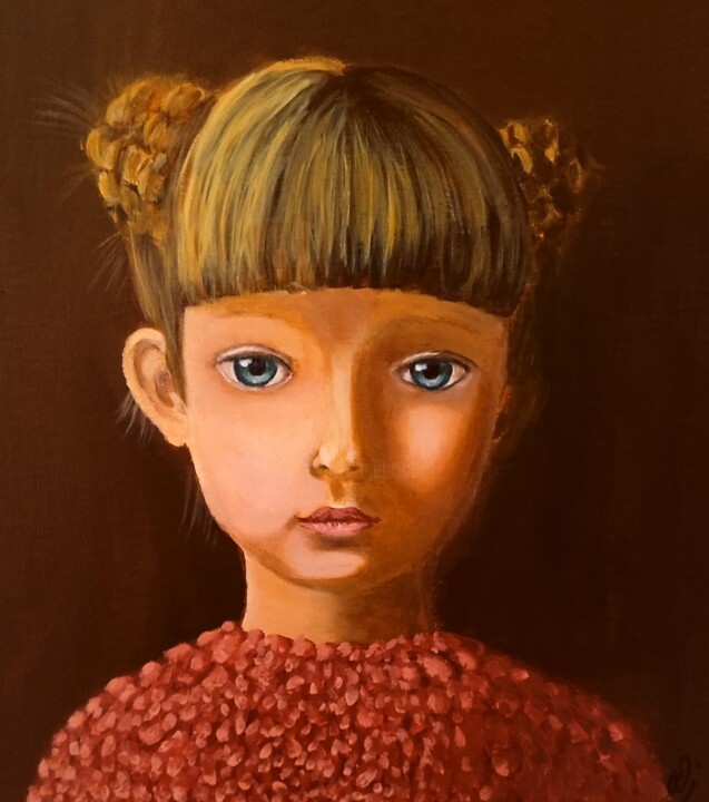 Malerei mit dem Titel "Retrato de una niña" von Fabiana Iglesias, Original-Kunstwerk, Acryl Auf Keilrahmen aus Holz montiert