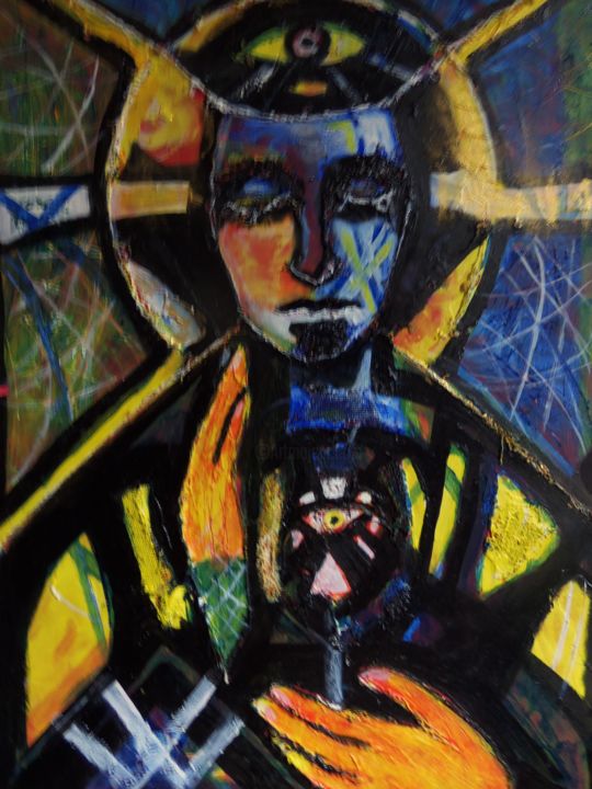 Painting titled "Cristo" by F.Freitas, Original Artwork, Acrylic
