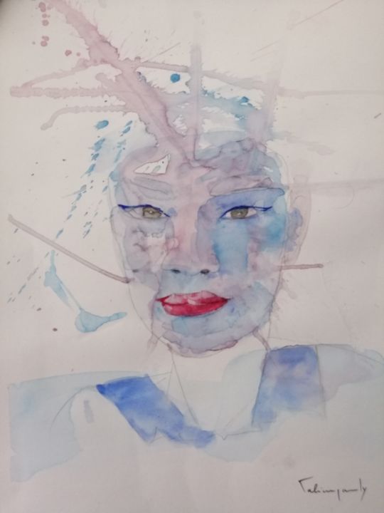 Painting titled "Marina" by Fabian Pauly, Original Artwork, Watercolor