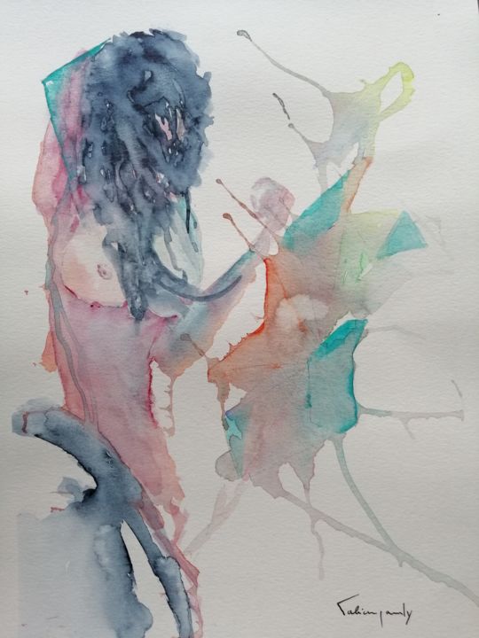 Peinture intitulée "La spiritualité" par Fabian Pauly, Œuvre d'art originale, Aquarelle