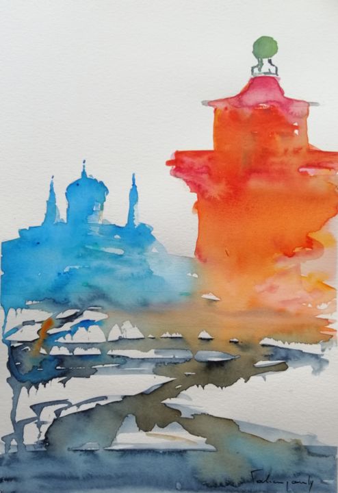 Peinture intitulée "Venice" par Fabian Pauly, Œuvre d'art originale, Aquarelle