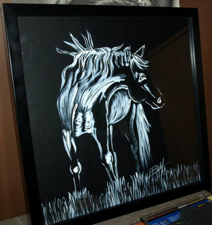 Painting titled "white-horse-art-fab…" by fabiebuhl, Original Art, Acrylic