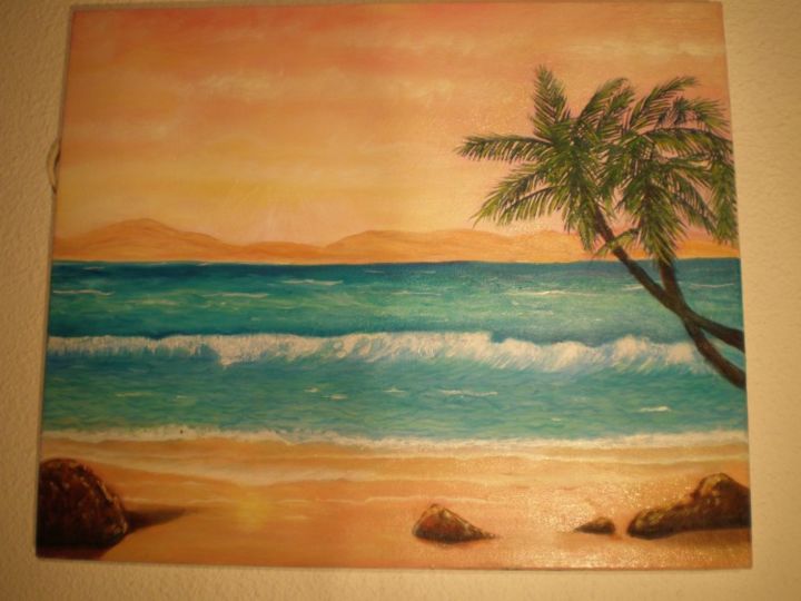 Painting titled "plage" by Fabie, Original Artwork