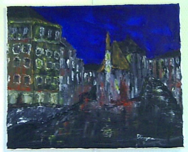 Peinture intitulée "Annecy by night" par Fabien Fregona, Œuvre d'art originale,