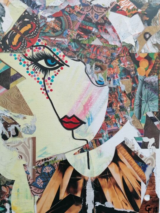 Collages titled "Miss Lovely" by Godfrinne F, Original Artwork, Collages