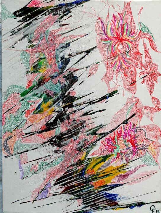 Schilderij getiteld "Colorful 5" door Godfrinne F, Origineel Kunstwerk, Acryl