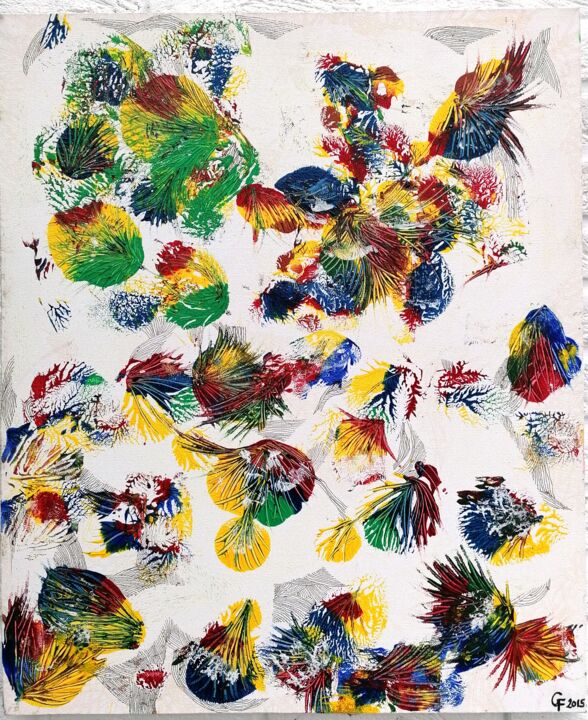 Schilderij getiteld "Colorful 7" door Godfrinne F, Origineel Kunstwerk, Acryl