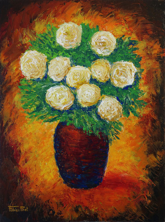 Painting titled "C'est le bouquet" by Fabien Pinet, Original Artwork, Oil