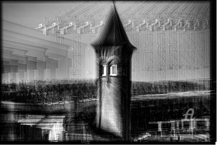 Photographie intitulée "clocher" par Fabien Vanelslande, Œuvre d'art originale, Photographie manipulée