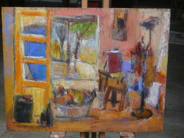 Painting titled "studio with apples" by Fabien Cango, Original Artwork
