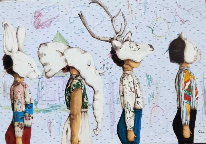 绘画 标题为“Carnaval” 由Fabienne, 原创艺术品, 油 安装在木质担架架上