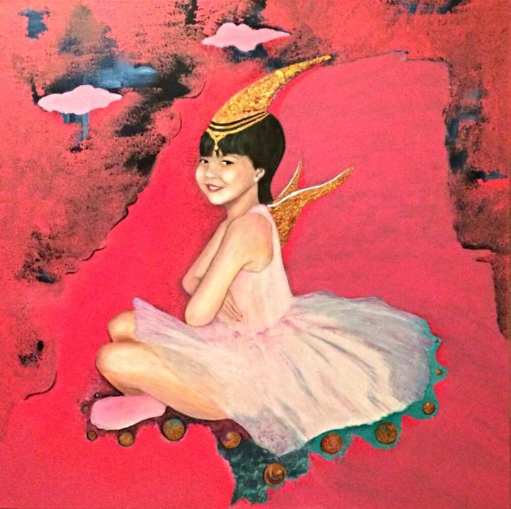 Painting titled "petite danseuse fée…" by Fabienne Becker, Original Artwork