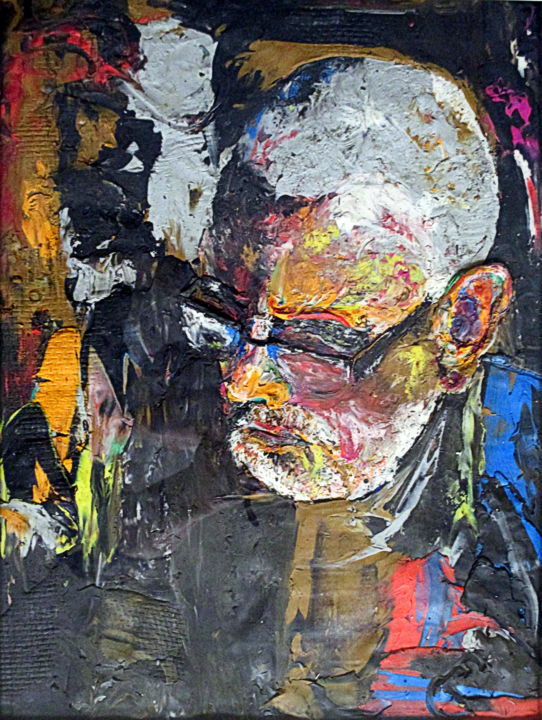 Painting titled "jean-marc-portrait." by Fabienne Deguines, Original Artwork, Encaustic