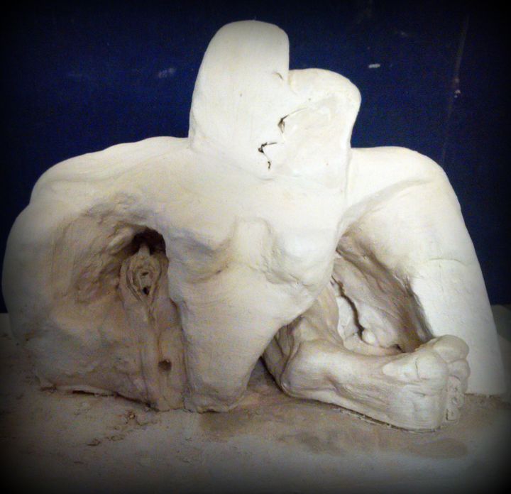 Sculpture intitulée "Eros unit à  Gaïa" par Fabienne Deguines, Œuvre d'art originale