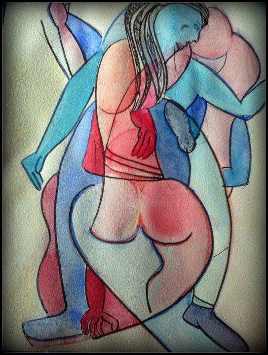 Dessin intitulée "le danseur" par Fabienne Deguines, Œuvre d'art originale, Encre