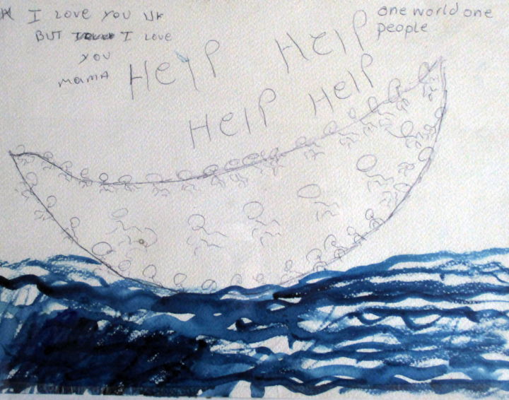 Рисунок под названием "help" - Fabienne Deguines, Подлинное произведение искусства